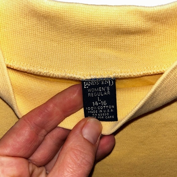 Lands' End Butter Cream Long Sleeve Mock Turtle Neck Shirt Large - Picture 2 of 2